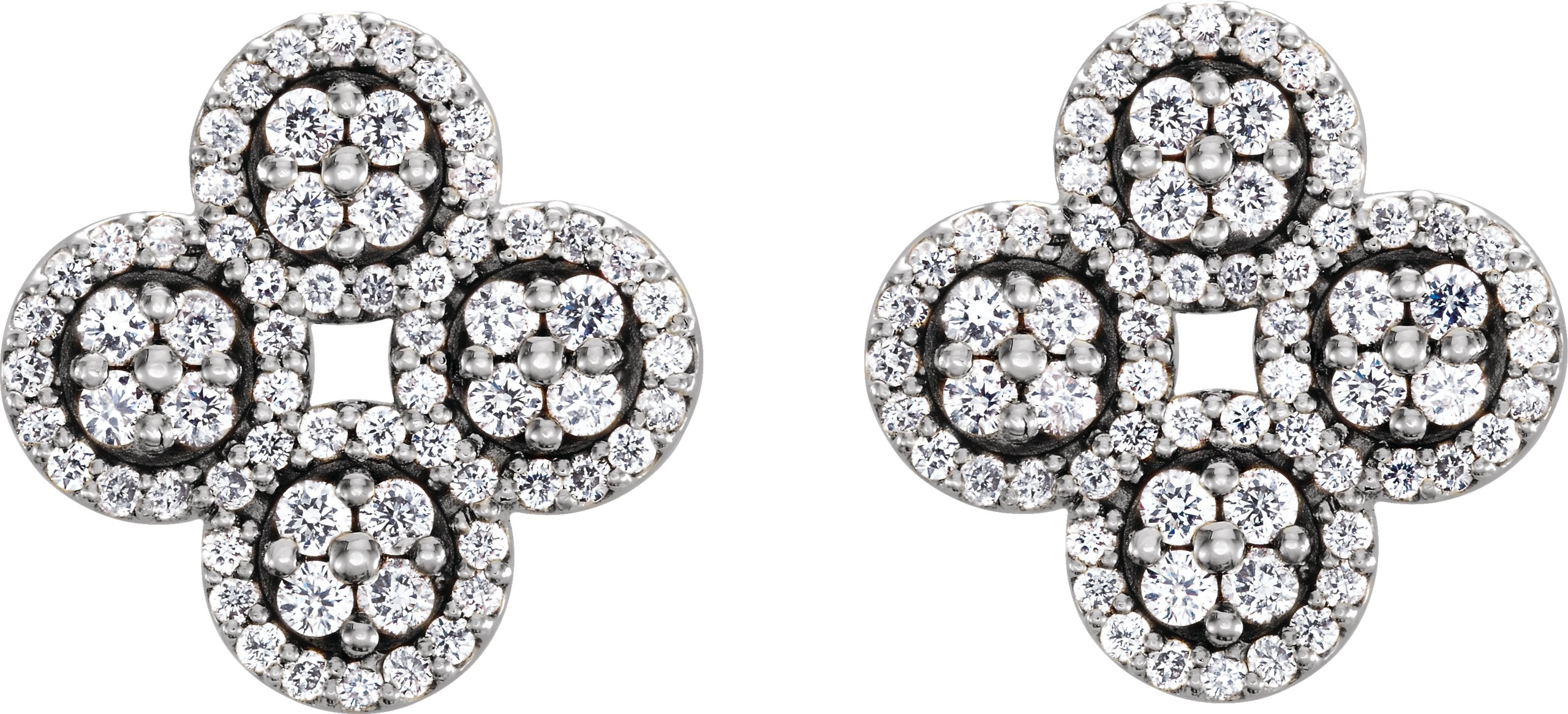 14K White 1/2 CTW Diamond Clover Earrings