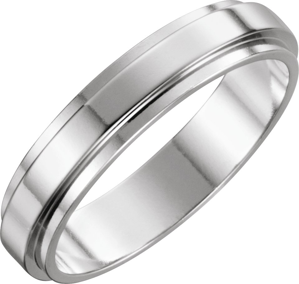 14K White 5 mm Flat Edge Band Size 9.5