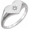 Sterling Silver .01 CT Diamond 11.9 mm Heart Starburst Ring Ref 12207738