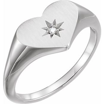 14K White .01 CT Diamond 11.9 mm Heart Starburst Ring Ref 12207734