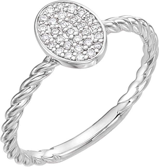 14K White 1/6 CTW Diamond Rope Cluster Ring