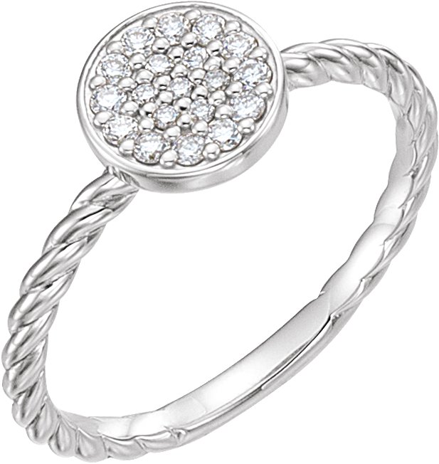 14K White 1/6 CTW Diamond Cluster Rope Ring