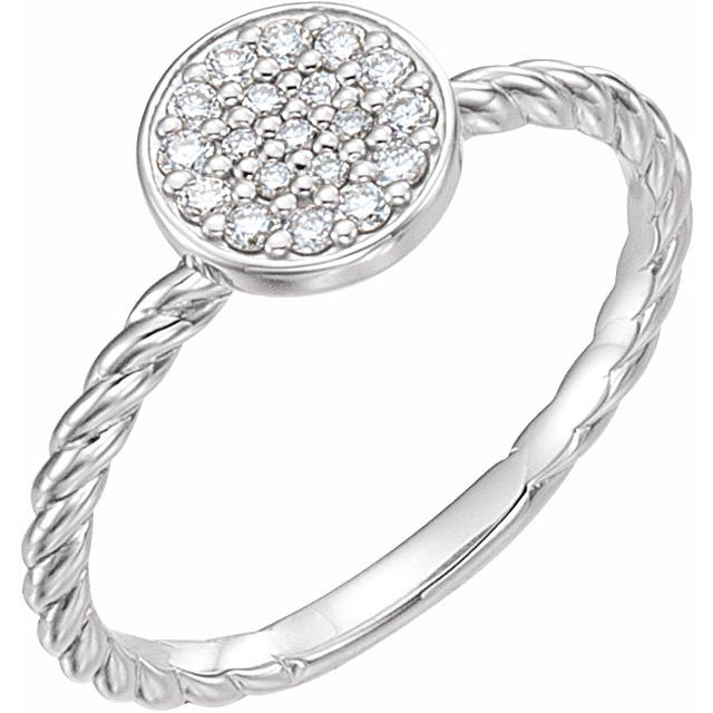 Sterling Silver 1/6 CTW Natural Diamond Cluster Rope Ring