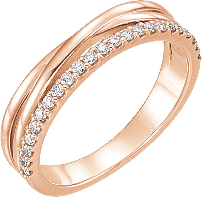 14K Rose 1/4 CTW Diamond Criss-Cross Ring