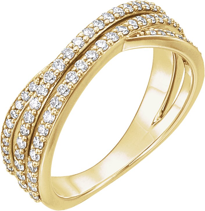 14K Yellow 1/2 CTW Natural Diamond Criss-Cross Ring