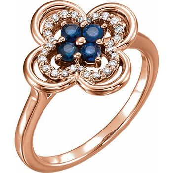 14K Rose Blue Sapphire and .10 CTW Diamond Ring Ref 13782568