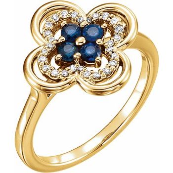 14K Yellow Blue Sapphire and .10 CTW Diamond Ring Ref 13782567