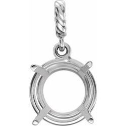 652182 / Sterling Silver / 5 Mm / Polished / Round 4-Prong Wire Basket Rope Pendant Mounting