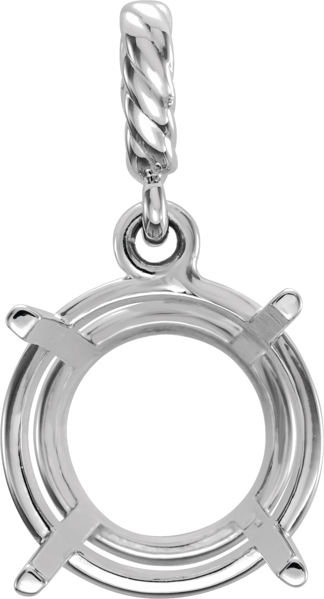 652182 / Sterling Silver / 5 Mm / Wypolerowane / Round 4-Prong Wire Basket Rope Pendant Mounting