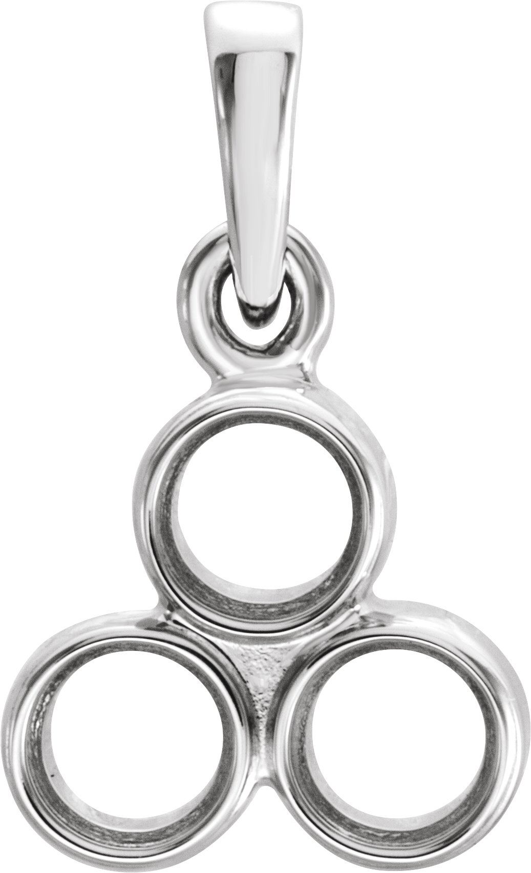652189 / Sterling Silver / 3 Mm / Polished / Round Three Stone Pendant Mounting