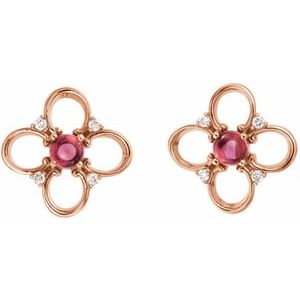 14K Rose Pink Tourmaline & .04 CTW Diamond Earrings