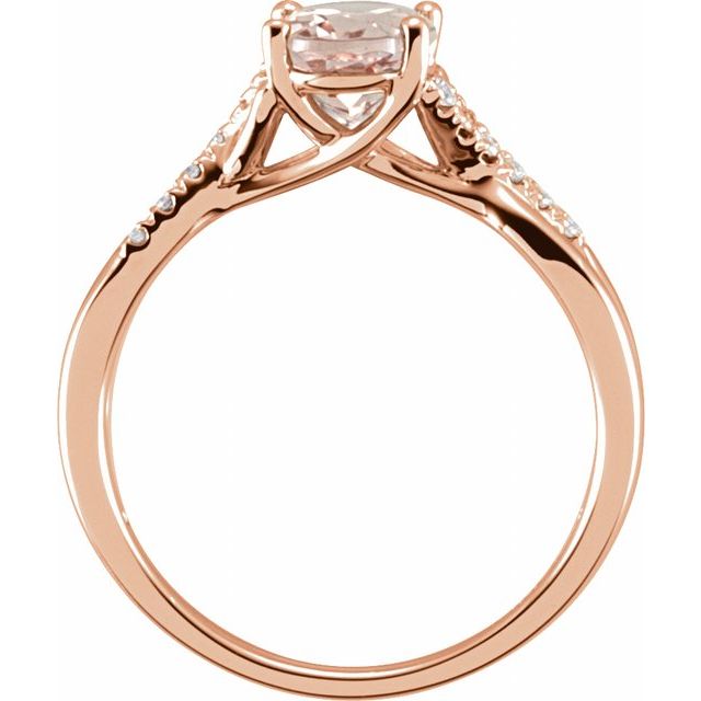14K Rose Natural Pink Morganite & .06 CTW Natural Diamond Ring Size 7 