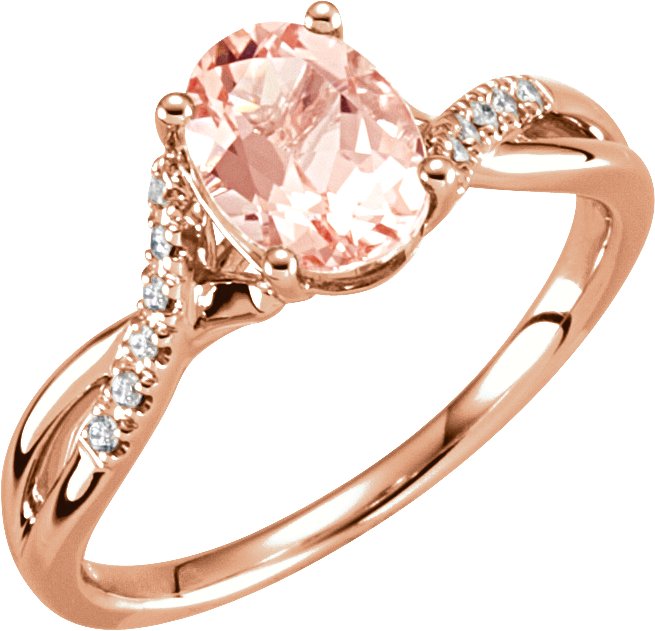 14K Rose Natural Morganite & .06 CTW Natural Diamond Ring Size 7 