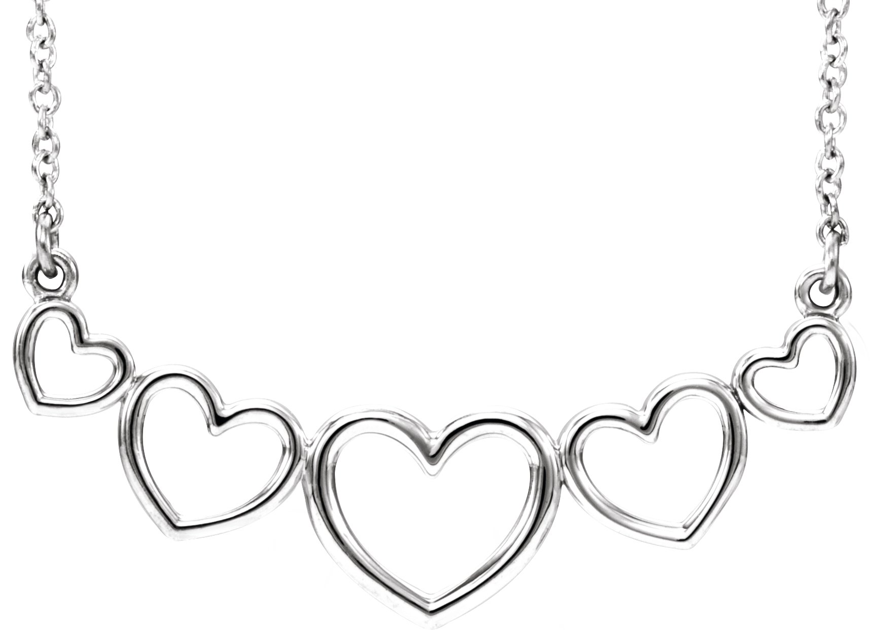 Sterling Silver Graduated Heart 17 1/2" Necklace