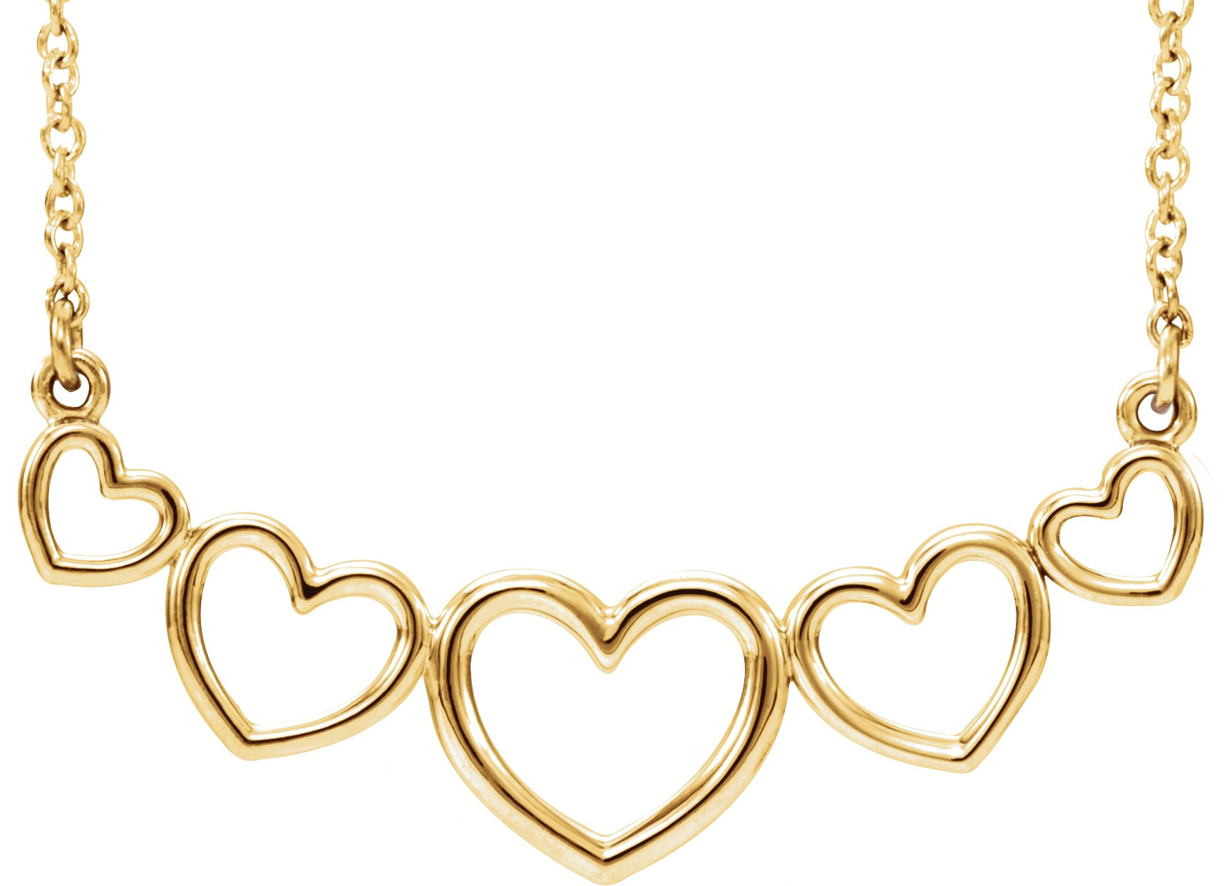 14K Yellow Graduated Heart 17 1/2" Necklace