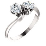 14K White 5.2 mm Round Two-Stone Engagement Ring Mounting 