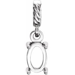 652168 / 14Kt White / 6 Mm / Polished / Oval Rope Pendant Mounting