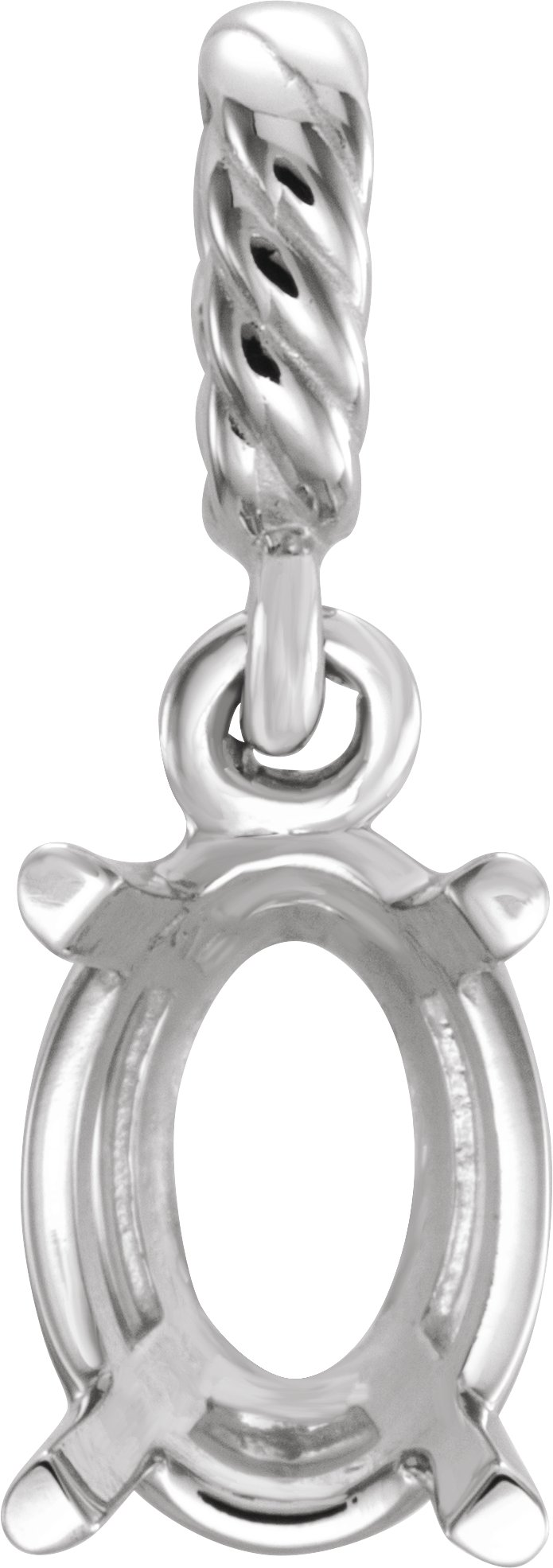 652183 / Sterling Silver / Oval 4- Prong Rope Pendant Mounting