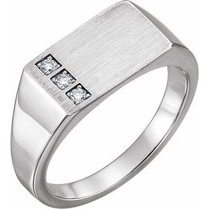 Sterling Silver 1/10 CTW Natural Diamond Signet Ring