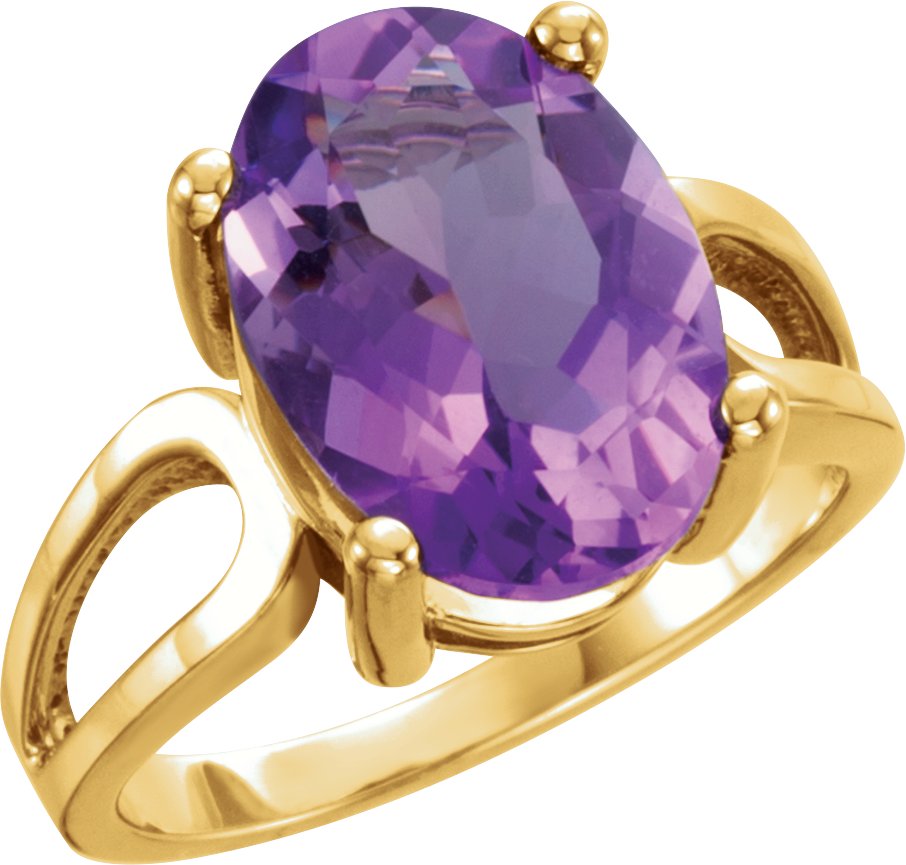 14K Yellow 14x10 mm Oval Amethyst Ring Ref 11479469