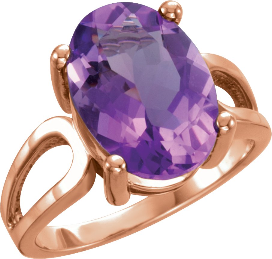 14K Rose 14x10 mm Oval Amethyst Ring Ref 11479471