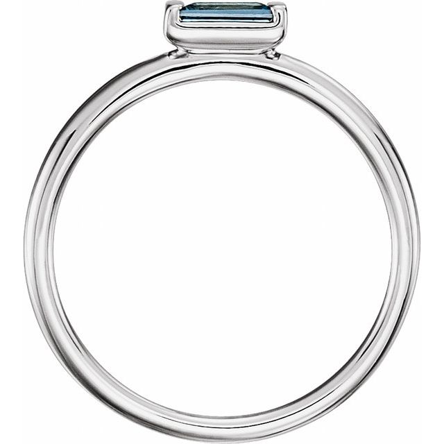14K White Natural London Blue Topaz Stackable Ring