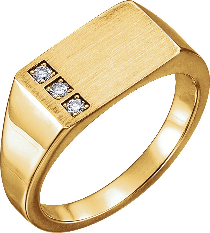 14K Yellow 1/10 CTW Natural Diamond Signet Ring