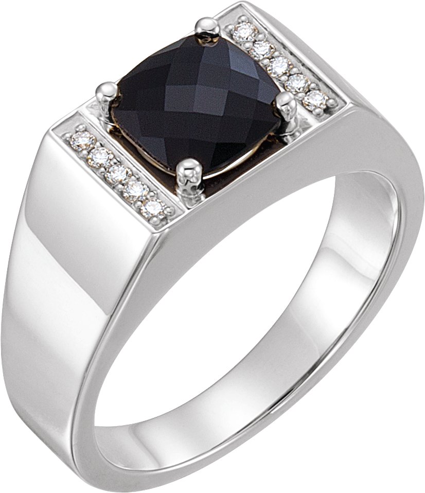 Platinum Onyx and .10 CTW Diamond Ring Ref. 12246284