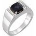 Platinum Natural Black Onyx & 1/10 CTW Natural Diamond Ring