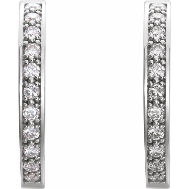 14K White 22.8 mm 1 CTW Natural Diamond Inside-Outside Hoop Earrings