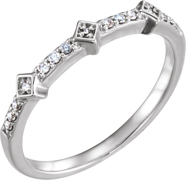 14K White 1/10 CTW Natural Diamond Stackable Ring 