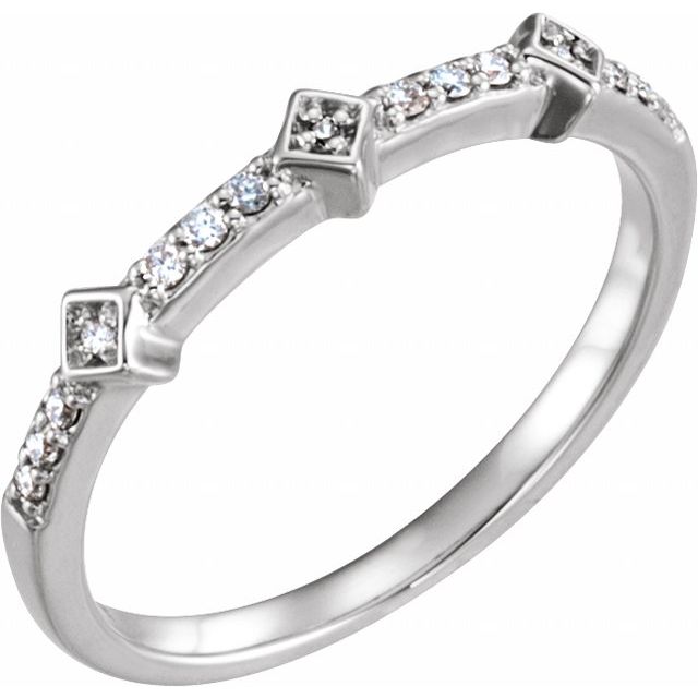 14K White 1/10 CTW Natural Diamond Stackable Ring 