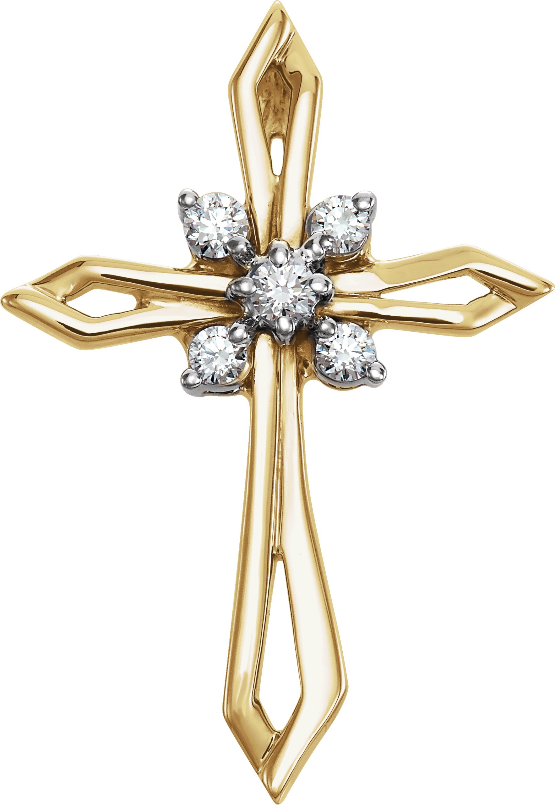 14K Yellow & White 1/6 CTW Diamond Cross Pendant