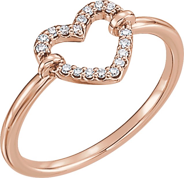 14K Rose .07 CTW Natural Diamond Heart Ring