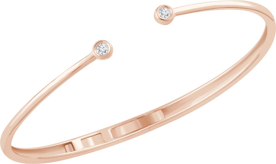 14K Rose 1/6 CTW Diamond Hinged Cuff Bracelet