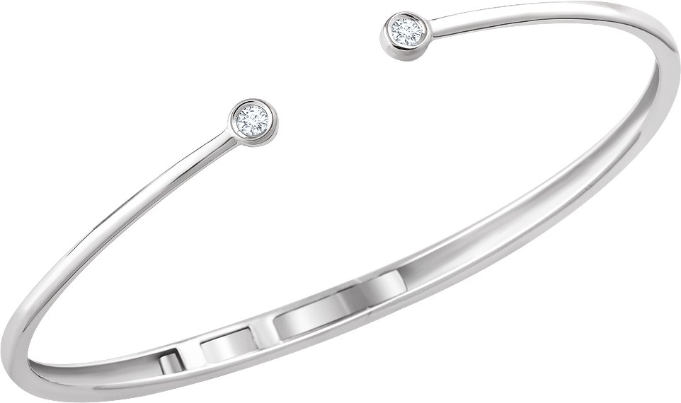 14K White 1/6 CTW Diamond Hinged Cuff Bracelet