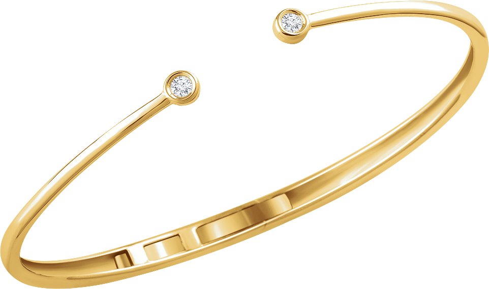 14K Yellow 1/6 CTW Diamond Hinged Cuff Bracelet