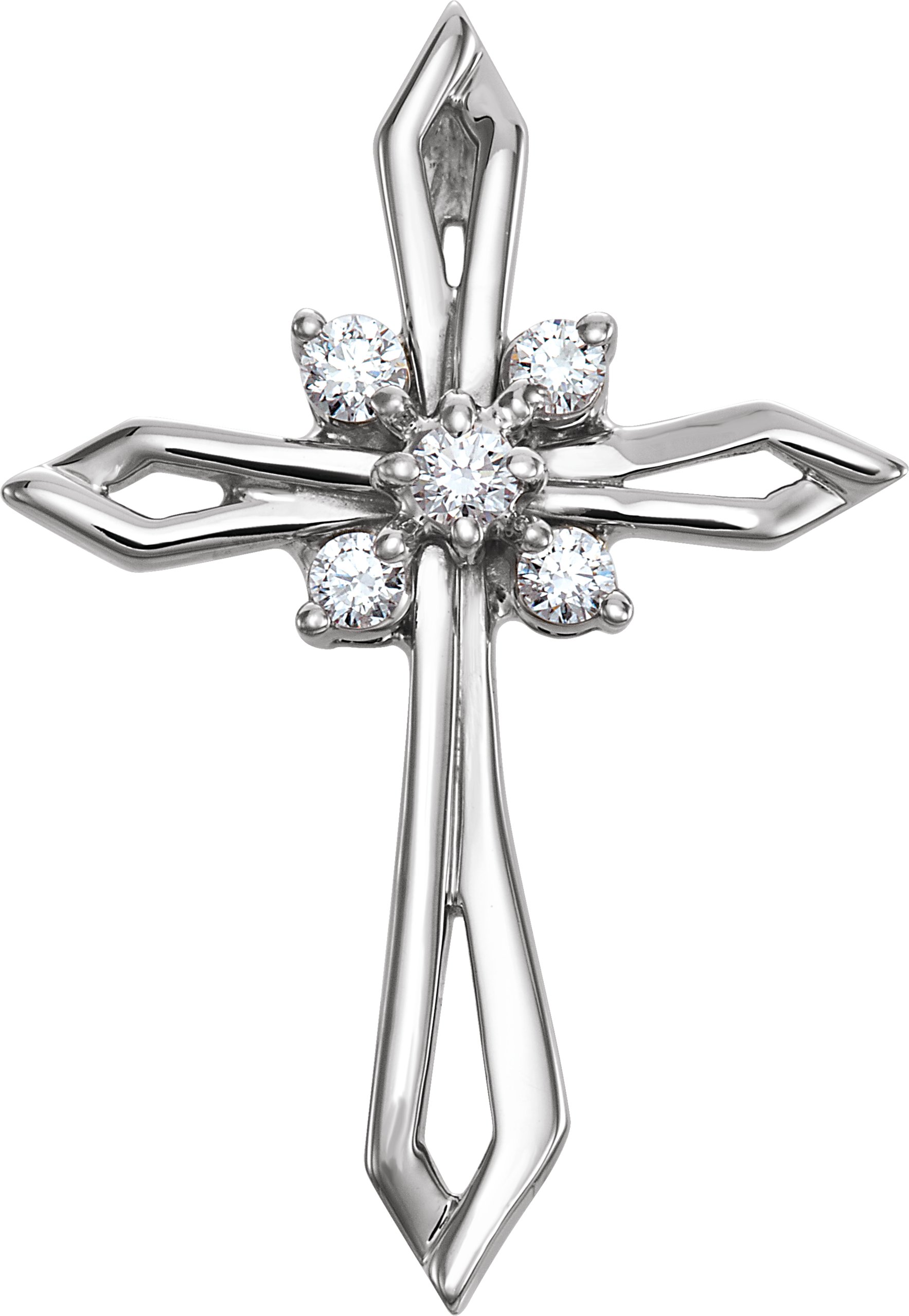 14K White 1/6 CTW Natural Diamond Cross Pendant