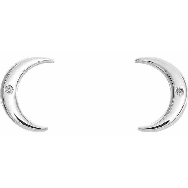14K White .005 CTW Natural Diamond Crescent Earrings