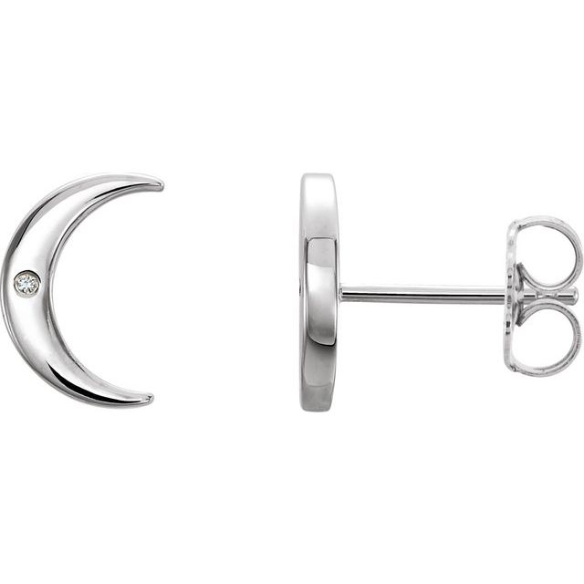 Sterling Silver .005 CTW Diamond Crescent Earrings