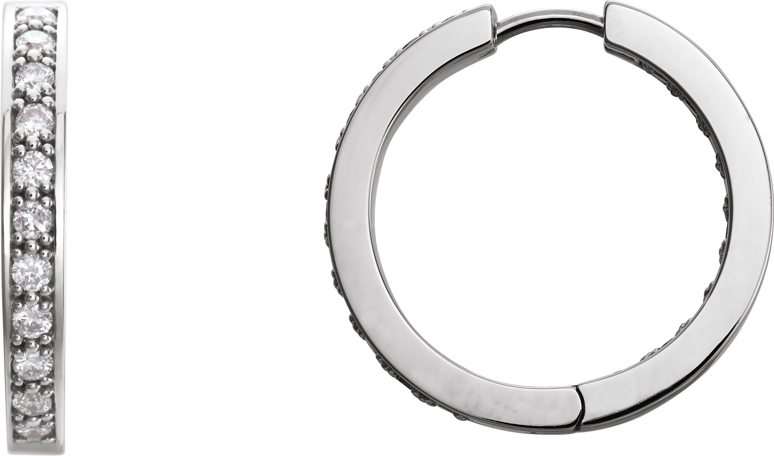14K White 1 CTW Natural Diamond Inside-Outside 22.8 mm Hoop Earrings