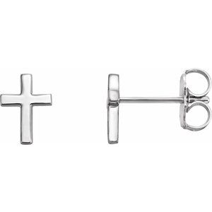 14K White 6 mm Cross Earrings