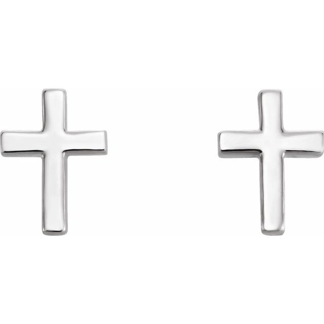 14K White 7.5 mm Cross Earrings