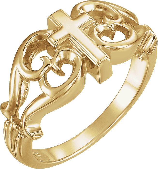 10K Yellow Sculptural Cross Ring