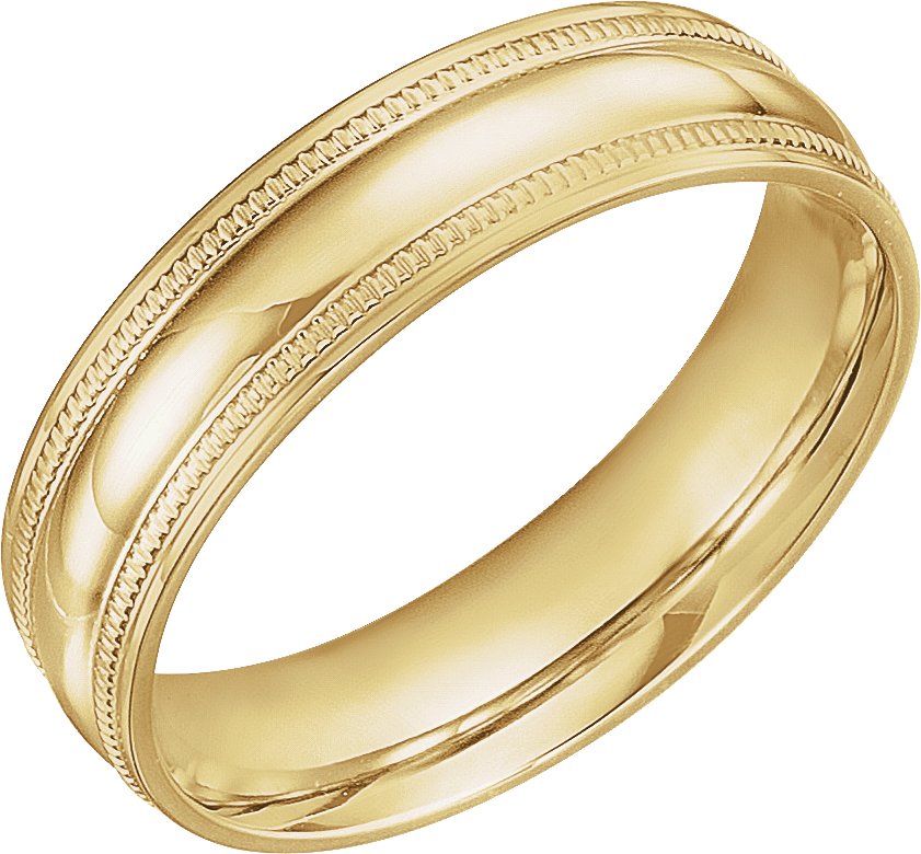 14K Yellow 6 mm Coin Edge Design Band Size 10