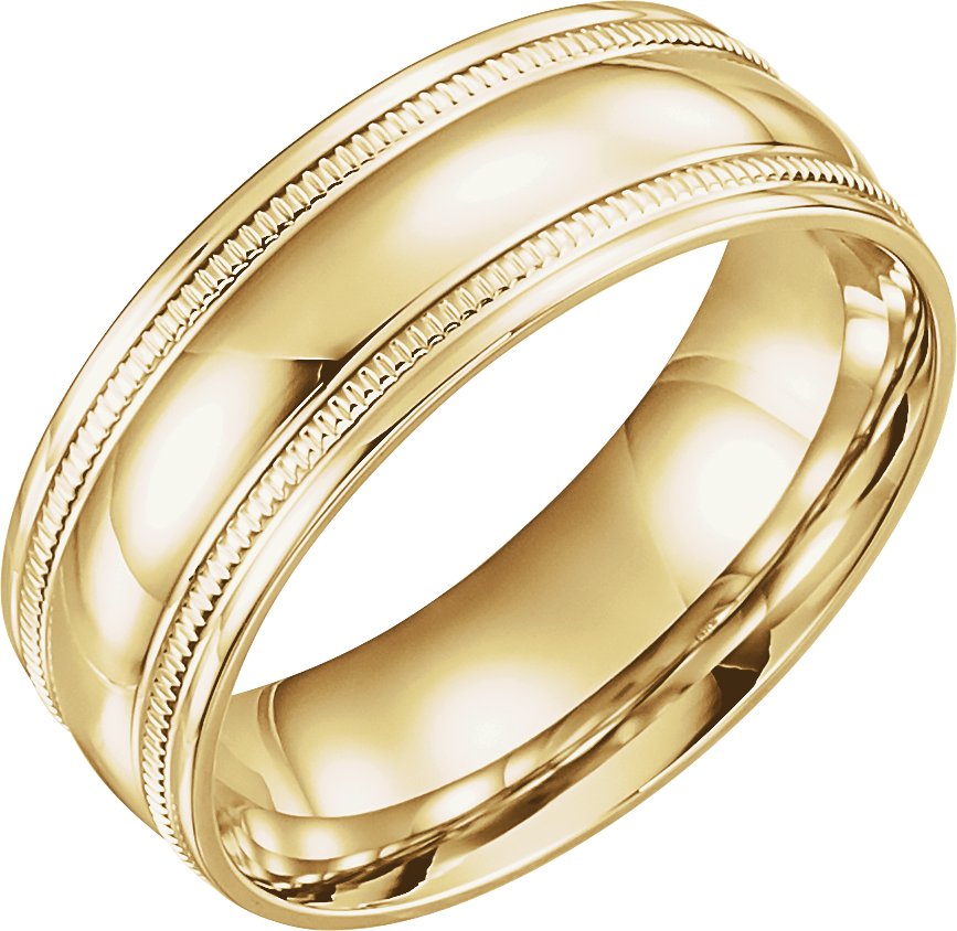 14K Yellow 8 mm Coin Edge Design Band Size 10