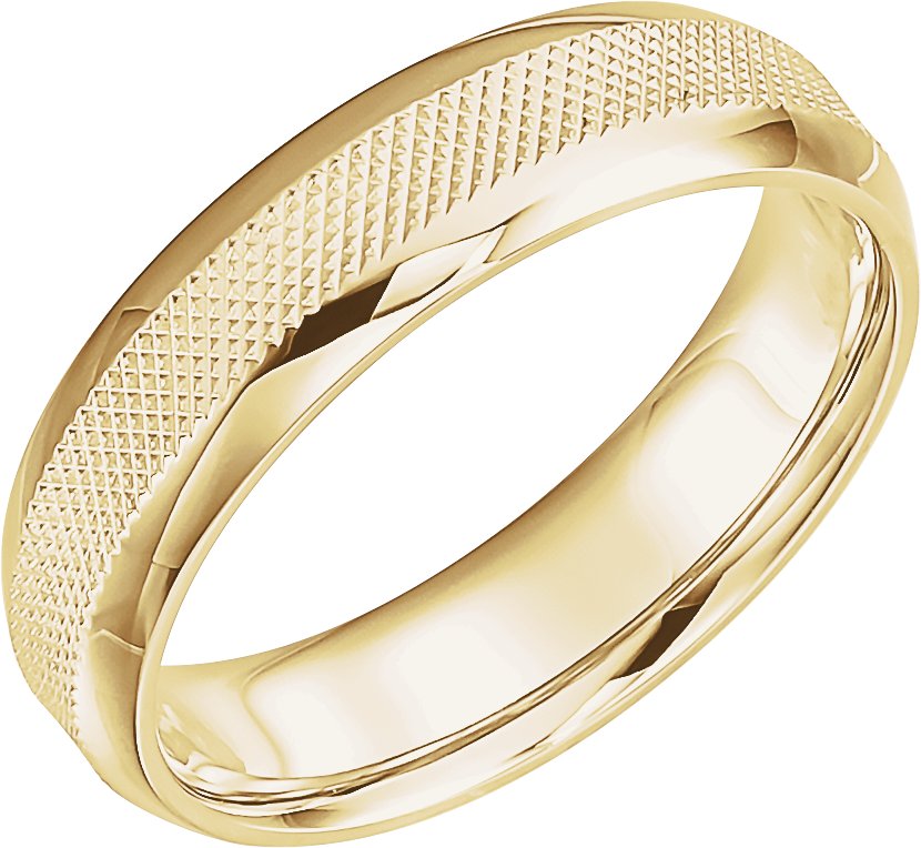 14K Yellow 6 mm Knurl Design Band Size 12