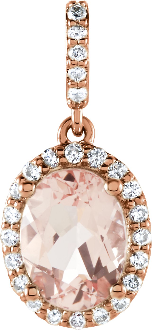 14K Rose Natural Morganite & 1/6 CTW Natural Diamond Pendant