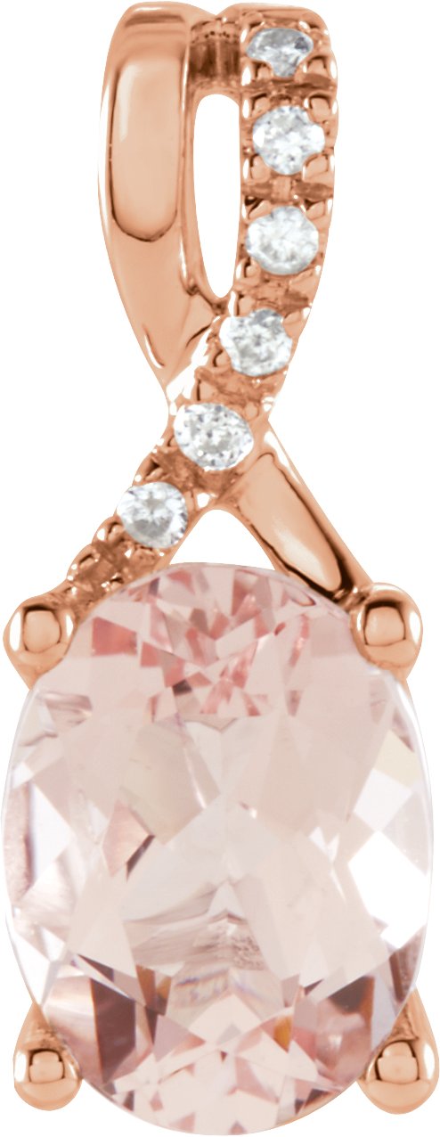 14K Rose Natural Pink Morganite & .03 CTW Natural Diamond Pendant