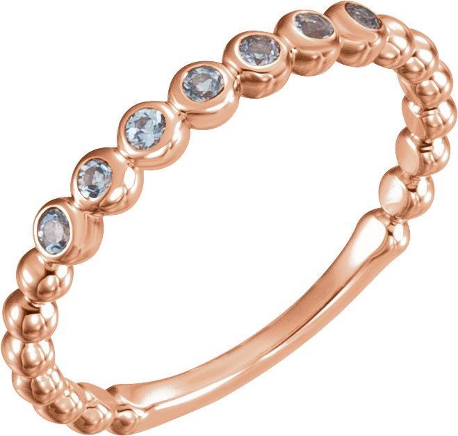 14K Rose Aquamarine Stackable Ring